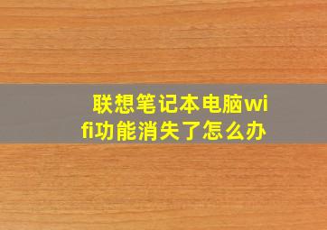 联想笔记本电脑wifi功能消失了怎么办