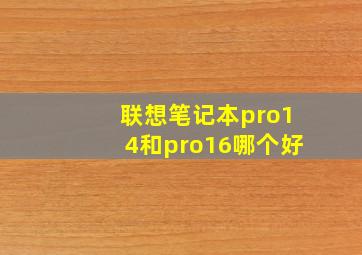 联想笔记本pro14和pro16哪个好