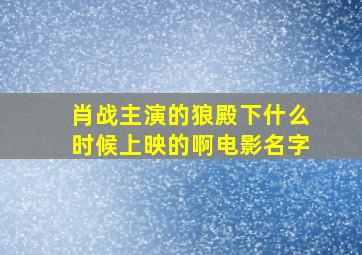 肖战主演的狼殿下什么时候上映的啊电影名字