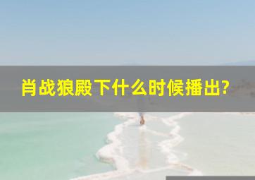 肖战狼殿下什么时候播出?