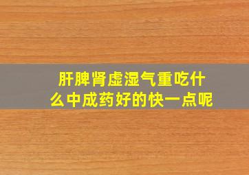 肝脾肾虚湿气重吃什么中成药好的快一点呢