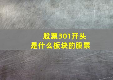 股票301开头是什么板块的股票