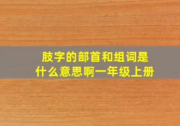 肢字的部首和组词是什么意思啊一年级上册