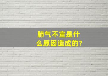 肺气不宣是什么原因造成的?