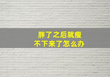 胖了之后就瘦不下来了怎么办