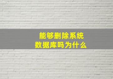 能够删除系统数据库吗为什么