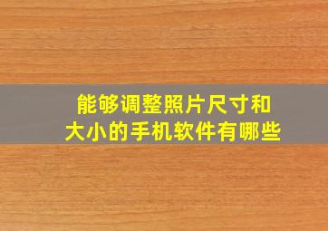 能够调整照片尺寸和大小的手机软件有哪些