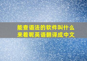 能查语法的软件叫什么来着呢英语翻译成中文