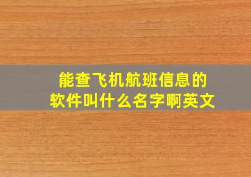 能查飞机航班信息的软件叫什么名字啊英文