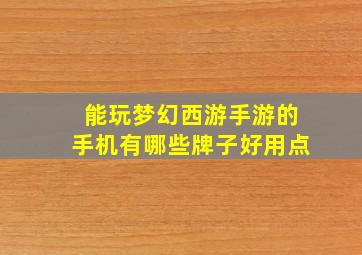 能玩梦幻西游手游的手机有哪些牌子好用点