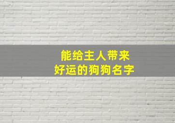 能给主人带来好运的狗狗名字