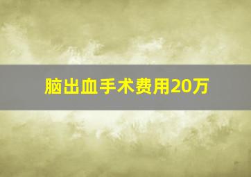 脑出血手术费用20万