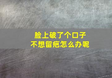 脸上破了个口子不想留疤怎么办呢