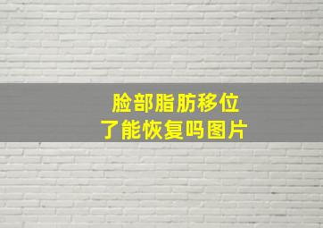 脸部脂肪移位了能恢复吗图片