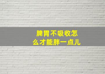 脾胃不吸收怎么才能胖一点儿