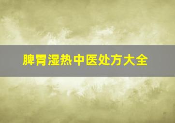 脾胃湿热中医处方大全