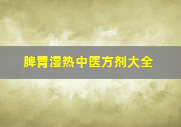 脾胃湿热中医方剂大全