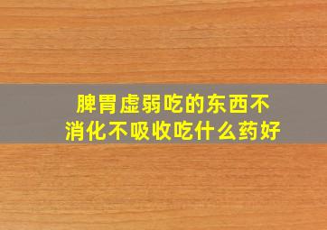 脾胃虚弱吃的东西不消化不吸收吃什么药好