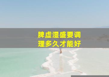 脾虚湿盛要调理多久才能好