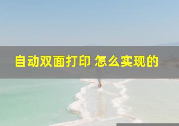 自动双面打印 怎么实现的