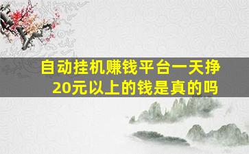 自动挂机赚钱平台一天挣20元以上的钱是真的吗