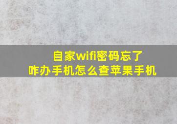 自家wifi密码忘了咋办手机怎么查苹果手机