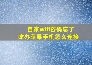 自家wifi密码忘了咋办苹果手机怎么连接