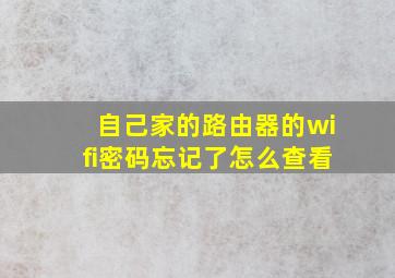 自己家的路由器的wifi密码忘记了怎么查看