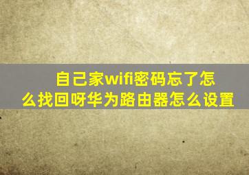 自己家wifi密码忘了怎么找回呀华为路由器怎么设置