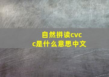 自然拼读cvcc是什么意思中文