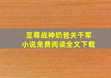 至尊战神奶爸关千军小说免费阅读全文下载