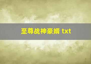 至尊战神豪婿 txt