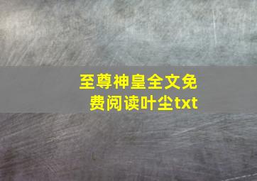 至尊神皇全文免费阅读叶尘txt