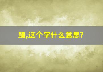 臻,这个字什么意思?