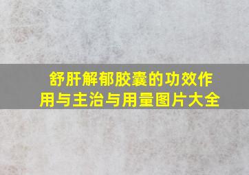 舒肝解郁胶囊的功效作用与主治与用量图片大全