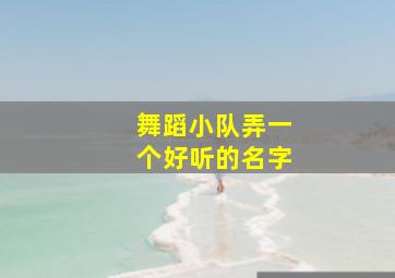 舞蹈小队弄一个好听的名字