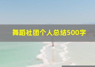 舞蹈社团个人总结500字