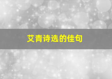 艾青诗选的佳句