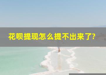 花呗提现怎么提不出来了?