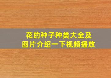 花的种子种类大全及图片介绍一下视频播放