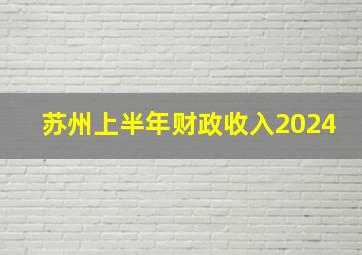 苏州上半年财政收入2024