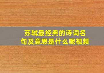 苏轼最经典的诗词名句及意思是什么呢视频