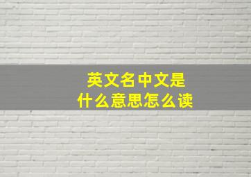 英文名中文是什么意思怎么读