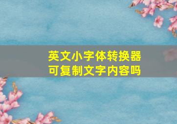 英文小字体转换器可复制文字内容吗