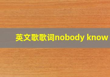 英文歌歌词nobody know me