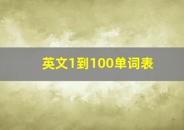 英文1到100单词表