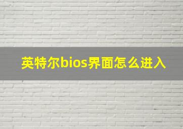 英特尔bios界面怎么进入