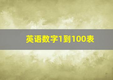 英语数字1到100表