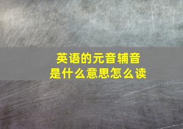 英语的元音辅音是什么意思怎么读