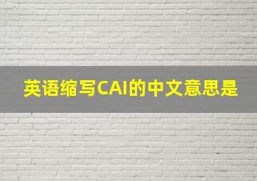 英语缩写CAI的中文意思是